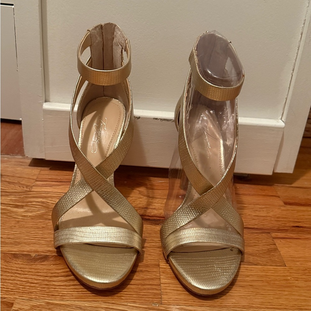 Imagine by Vince Camuto Gold Strappy Heels